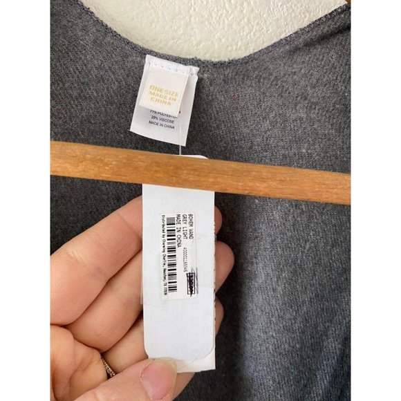 Charming Charlie Gray Fringe Kimono OS New - Picture 5 of 7